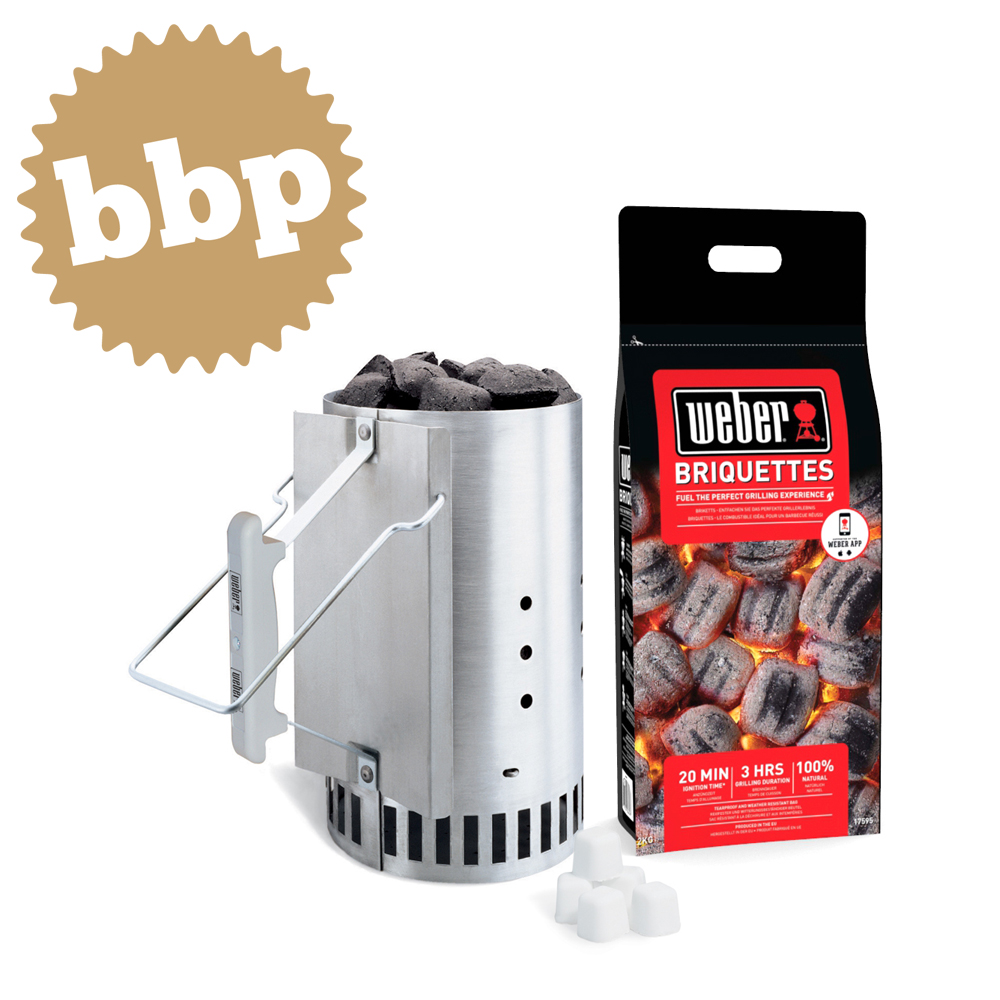 Set chimenea de encendido+2 kg de briquetas+6 pastillas de encendido blancas. Barbacoas de carbon - 17631 